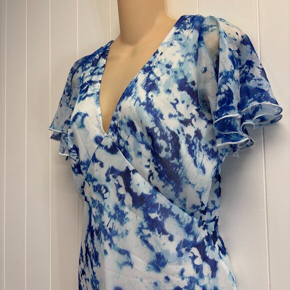 Top Shop Chiffon Baby Doll Watercolor Boho Chic Maxi Dress Size 8 Wedding Event - Picture 9 of 10
